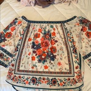 Off the shoulder shirt.